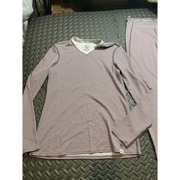 Patagonia Capilene 2 Lightweight Base Layer Pants and Shirt Pink Stripe Womens L - Picture 2 of 13